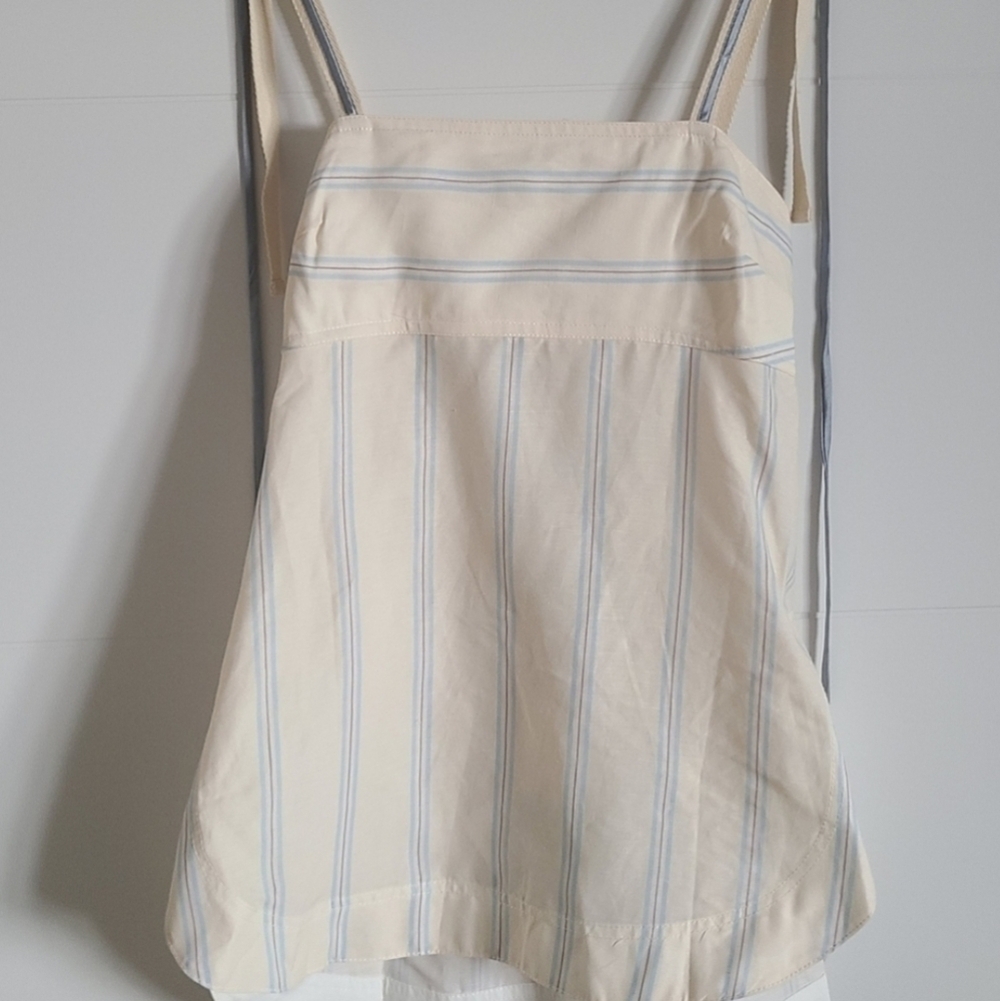 Lee Mathews Madox Cutout Striped Shantung Top, Size 6, Off-White | Blue, Nwt — image 5 of 8